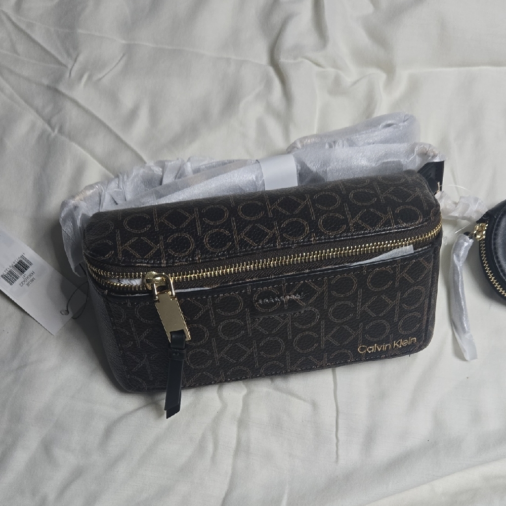 Calvin Klein Dark Brown Monogram Pouch